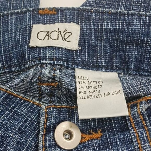 Cache Jeans Vintage Y2K Retro Blue Denim Straight Cropped Womens Size 0 - Picture 5 of 5